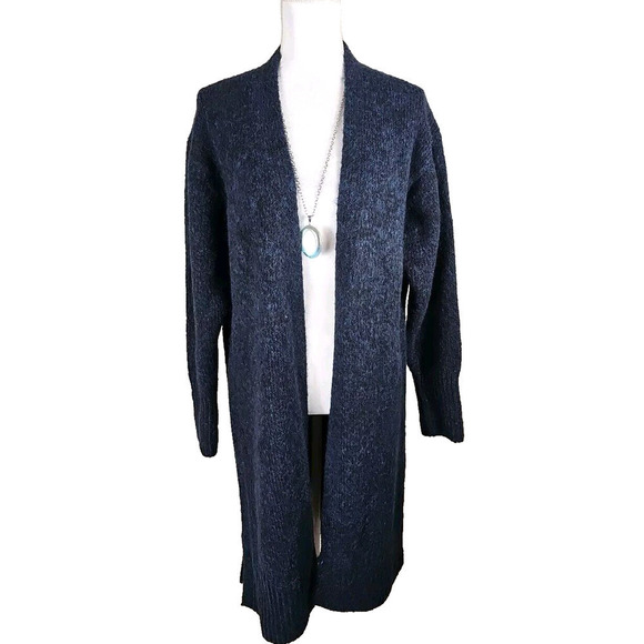 ZARA ~Woman XS-S~ Navy Blue Knit Long Open Front Oversized Coatigan Sweater NWT. - Picture 5 of 10